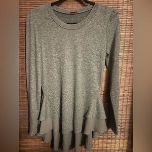 Soft Gray Long Sleeve Peplum-like Top